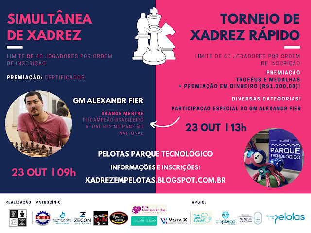 Capa do blog: Pelotas Parque Tecnológico sedia mais um evento de xadrez dia 23